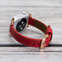 Ferro Strap - Full Grain Leather Band for Apple Watch - RED - saracleather