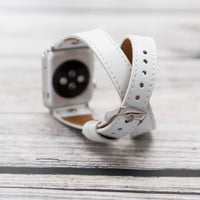 Slim Double Tour Strap: Full Grain Leather Band for Apple Watch 38mm / 40mm - WHITE - saracleather