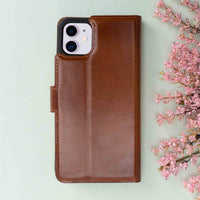 Magic Magnetic Detachable Leather Wallet Case for iPhone 11 (6.1") - EFFECT BROWN - saracleather
