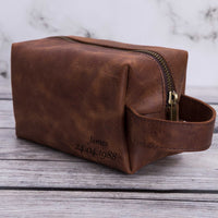 Eve Toiletry / Make Up Leather Bag (X Large) - BROWN - saracleather