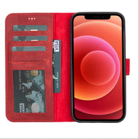 Liluri Magnetic Detachable Leather Wallet Case for iPhone 12 Pro (6.1") - RED - saracleather