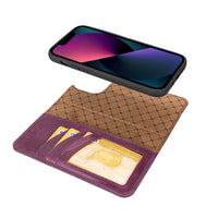 Magic Magnetic Detachable Leather Wallet Case with RFID for iPhone 14 Plus (6.7") - PURPLE