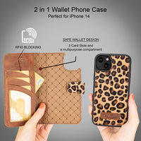 Magic Magnetic Detachable Leather Wallet Case with RFID for iPhone 14 Plus (6.7") - LEO