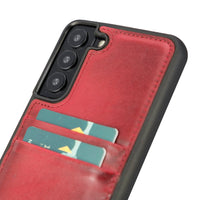 Flex Cover Leather Back Case with Card Holder for Samsung Galaxy S22 Plus (6.6") - RED