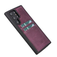 Flex Cover Leather Back Case with Card Holder for Samsung Galaxy S22 Ultra (6.8") - PURPLE