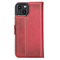 Magic Magnetic Detachable Leather Wallet Case with RFID for iPhone 13 Mini (5.4") - RED
