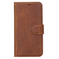 Liluri Magnetic Detachable Leather Wallet Case for iPhone 13 Pro (6.1") - TAN - saracleather