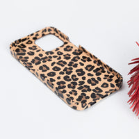 F360 Leather Back Cover Case for iPhone 12 Mini (5.4") - LEOPARD PATTERNED - saracleather