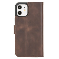 Wallet Folio Leather Case with RFID for iPhone 12 Mini (5.4") - BROWN - saracleather