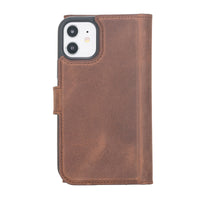 Santa Magnetic Detachable Leather Wallet Case for iPhone 12 Mini (5.4") - BROWN - saracleather