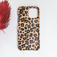 F360 Leather Back Cover Case for iPhone 12 Mini (5.4") - LEOPARD PATTERNED - saracleather