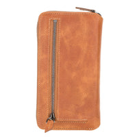 Pouch Magnetic Detachable Leather Wallet Case for iPhone 12 Pro Max (6.7") - TAN - saracleather