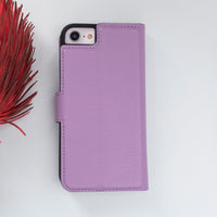 Magic Magnetic Detachable Leather Wallet Case for iPhone SE 2020 / 8 / 7 (4.7") - LILAC - saracleather