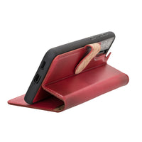Magic Magnetic Detachable Leather Wallet Case with RFID for Samsung Galaxy S21 5G (6.2") - RED - saracleather