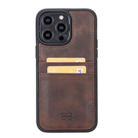 Flex Cover Leather Back Case with Card Holder for iPhone 14 Pro (6.1") - BROWN