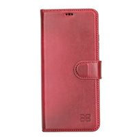 Magic Magnetic Detachable Leather Wallet Case with RFID for Samsung Galaxy S21 Ultra 5G (6.8") - RED - saracleather