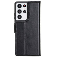 Magic Magnetic Detachable Leather Wallet Case for Samsung Galaxy S21 Ultra 5G (6.8") - BLACK - saracleather