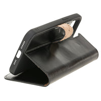 Wallet Folio Leather Case with RFID for iPhone 12 Mini (5.4") - BLACK - saracleather