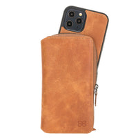 Pouch Magnetic Detachable Leather Wallet Case for iPhone 12 Pro (6.1") - TAN - saracleather