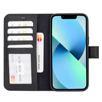 Liluri Magnetic Detachable Leather Wallet Case for iPhone 14 Pro Max (6.7") - BLACK
