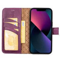 Magic Magnetic Detachable Leather Wallet Case with RFID for iPhone 14 Plus (6.7") - PURPLE