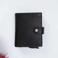 Palermo RFID Blocker Mechanism Pop Up Leather Wallet - BLACK - saracleather