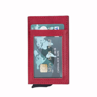 Fernando RFID Blocker Mechanism Pop Up Leather Business / Credit Card Holder - RED - saracleather