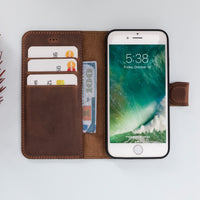 Magic Magnetic Detachable Leather Wallet Case for iPhone SE 2020 / 8 / 7 (4.7") - BROWN - saracleather