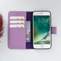 Magic Magnetic Detachable Leather Wallet Case for iPhone SE 2020 / 8 / 7 (4.7") - LILAC - saracleather
