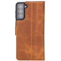Liluri Magnetic Detachable Leather Wallet Case for Samsung Galaxy S21 Plus 5G (6.7") - TAN - saracleather