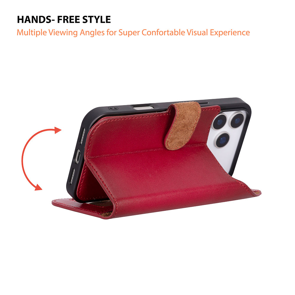 Magic iPhone 17 Pro Detachable Genuine Leather Wallet Case