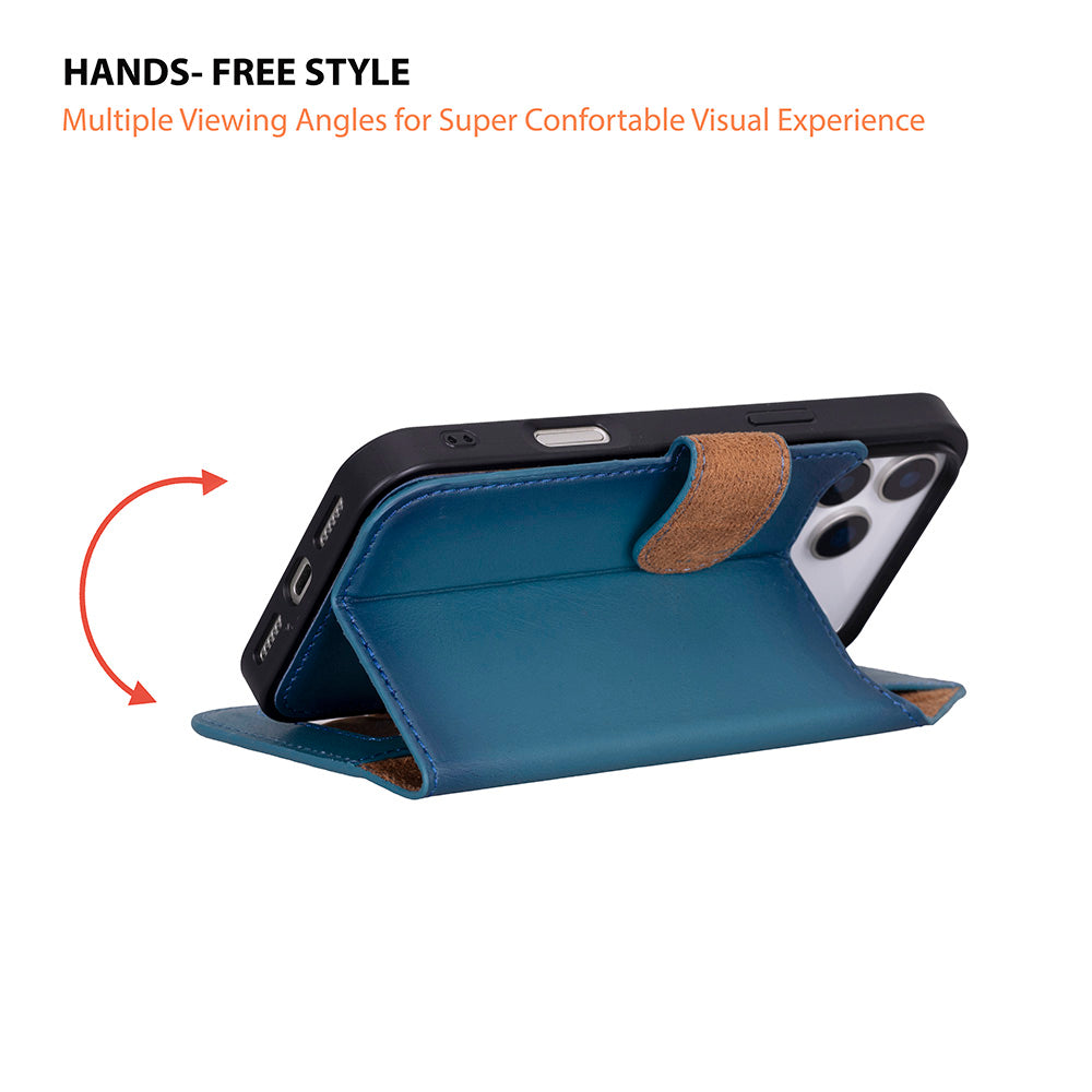 Magic iPhone 17 Pro Genuine Leather Detachable Wallet Case
