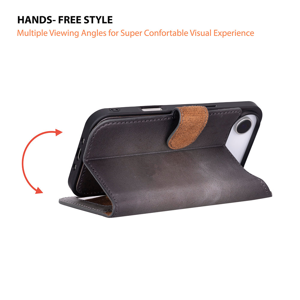 Magic iPhone 17 Air Detachable Genuine Leather Wallet Case