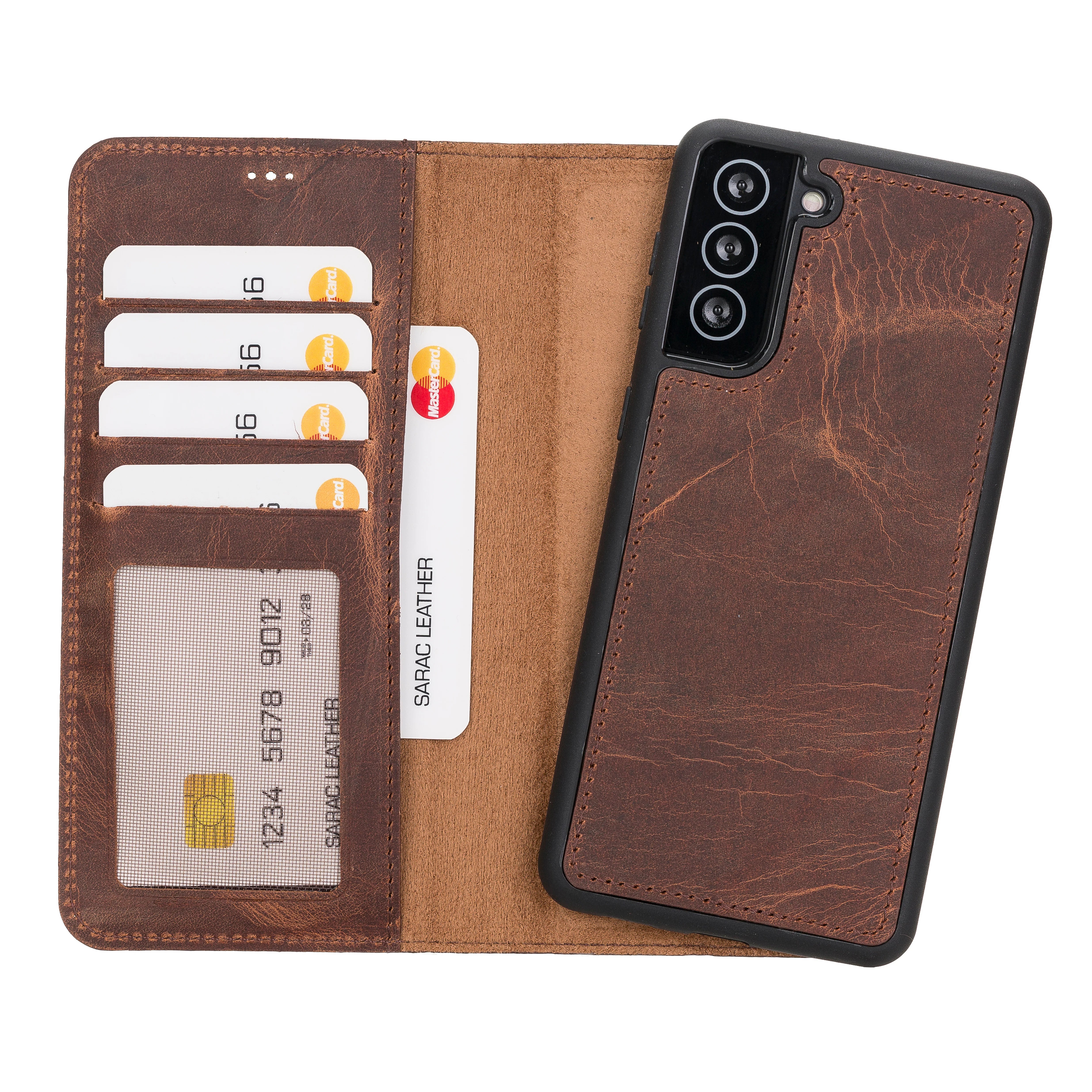 Liluri Samsung Galaxy S21 Plus Ayrılabilir Hakiki Deri Cüzdan Kılıf