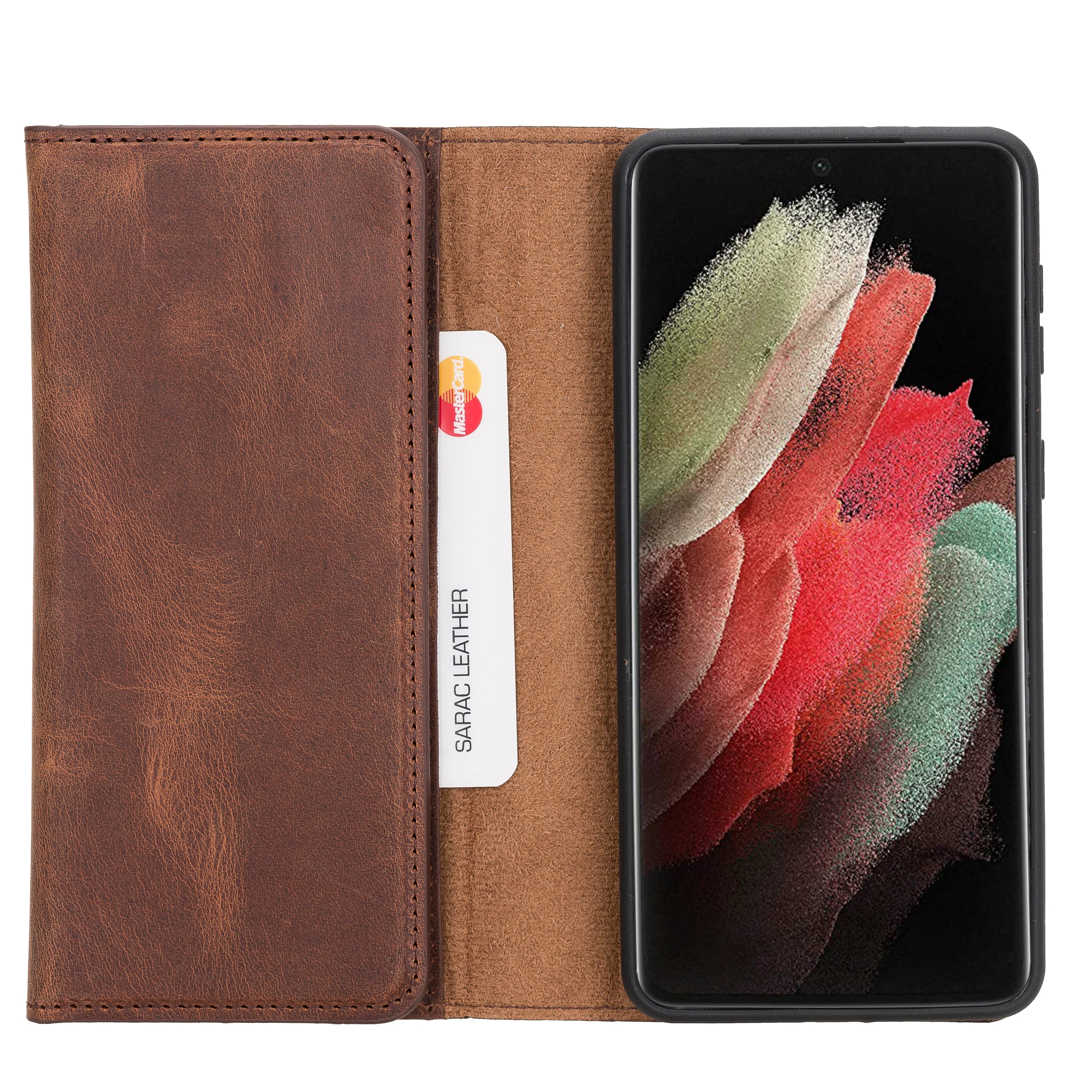 Santa Samsung Galaxy S21 Plus Hakiki Deri Ayrılabilir Cüzdan Kılıf