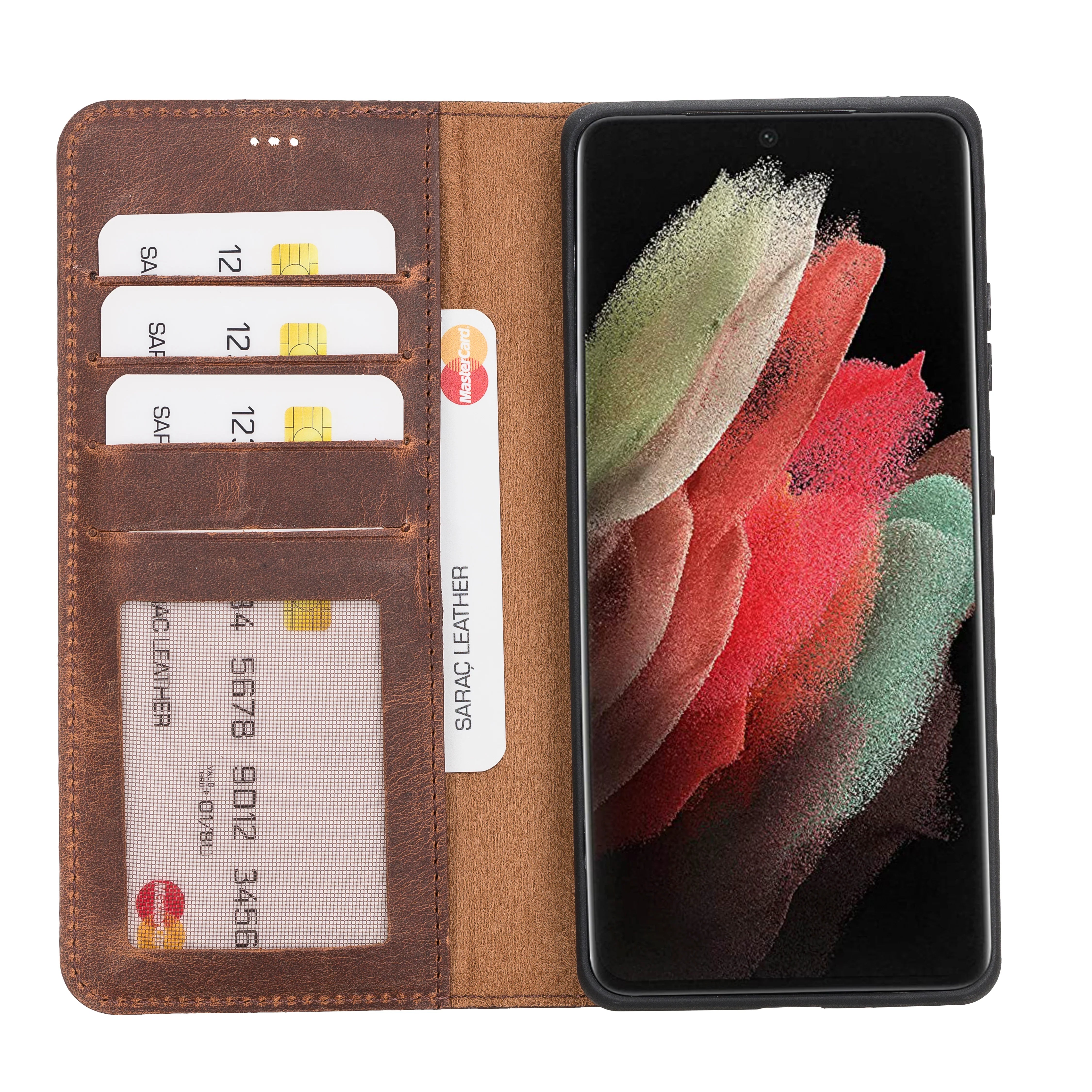 Liluri Samsung Galaxy S21 Ultra Detachable Genuine Leather Wallet Case