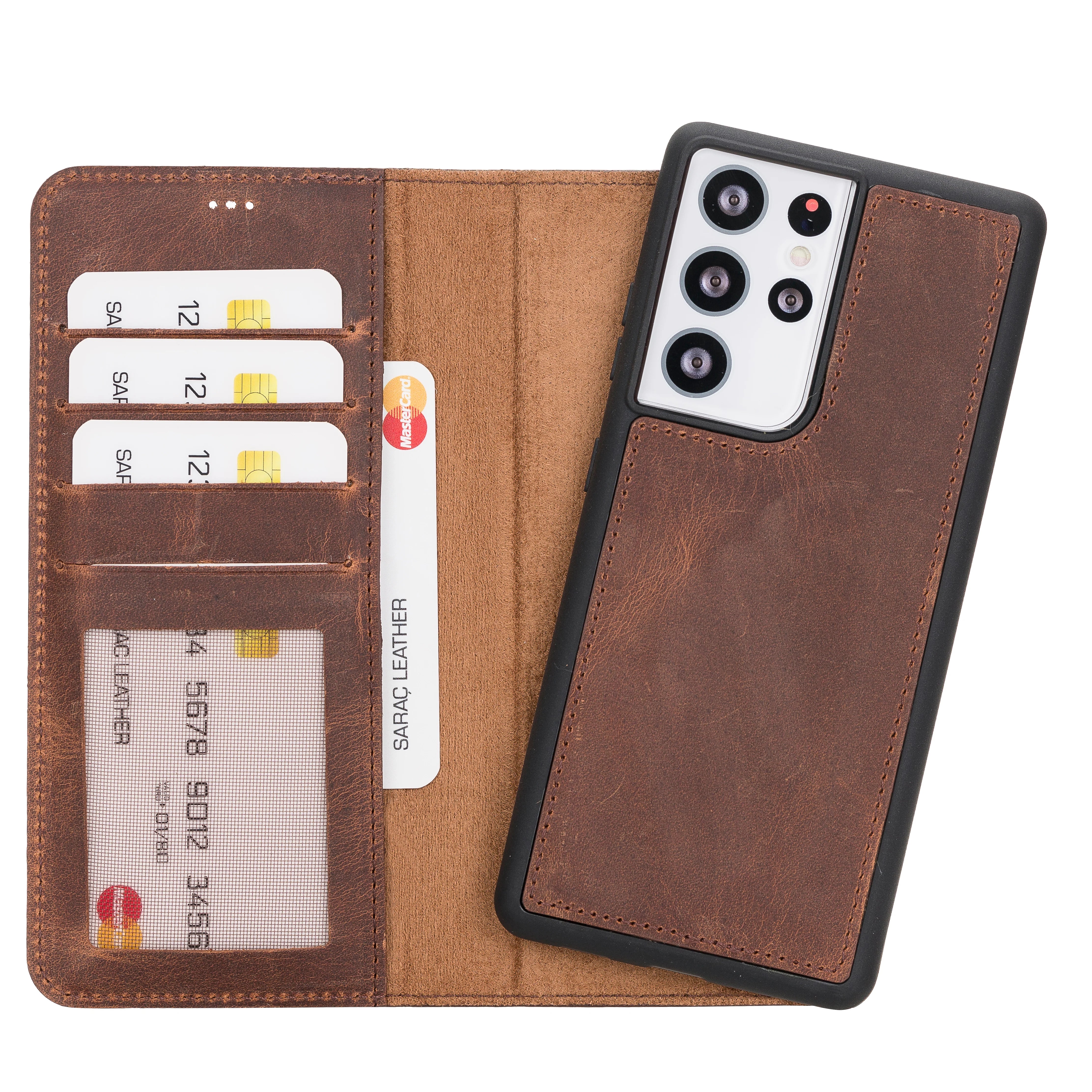 Liluri Samsung Galaxy S21 Ultra Detachable Genuine Leather Wallet Case