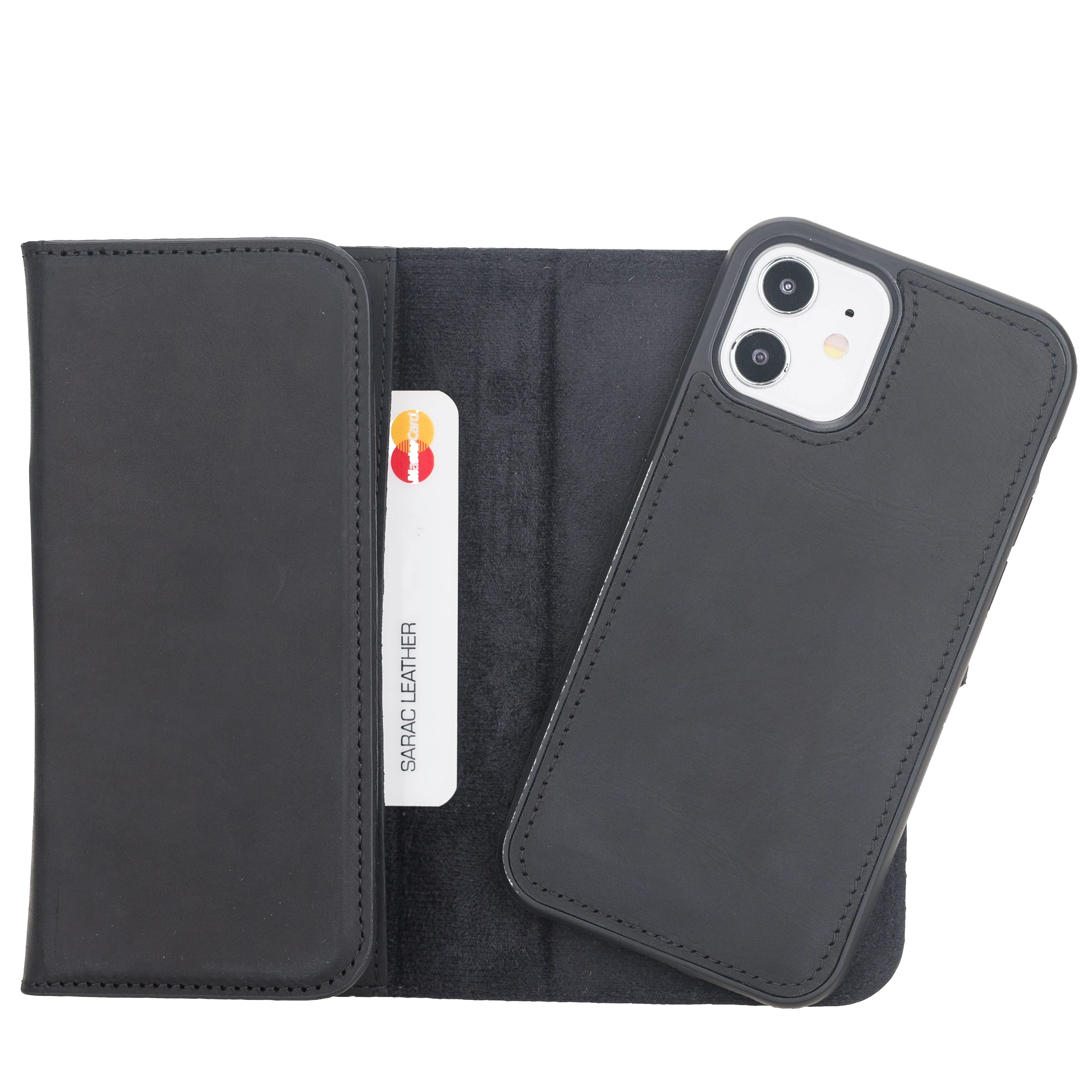 Santa iPhone 12 Mini Genuine Leather Detachable Wallet Case