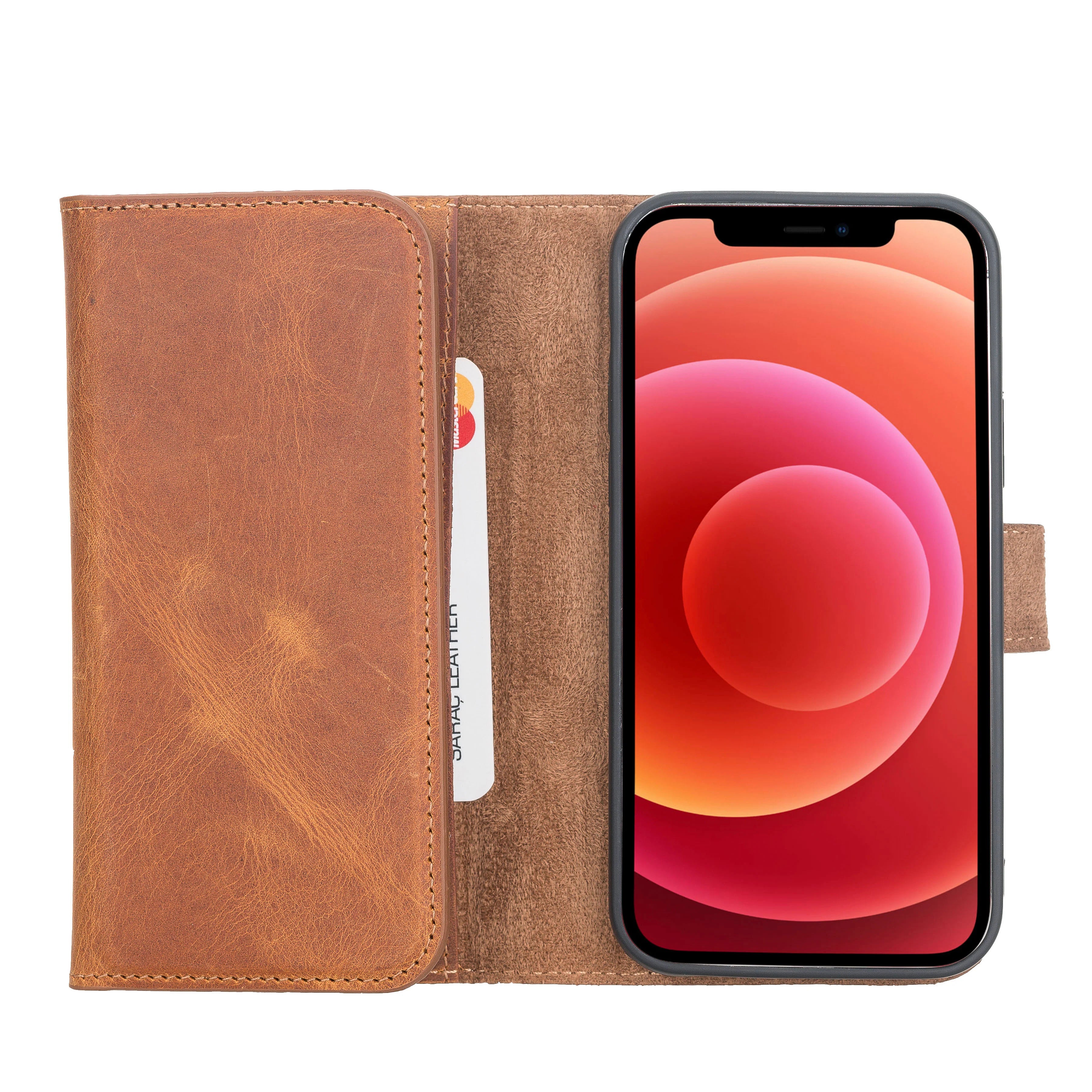 Santa iPhone 12 Mini Genuine Leather Detachable Wallet Case