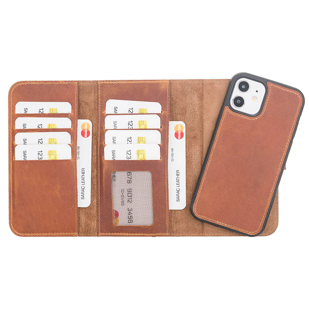 Santa iPhone 12 Mini Genuine Leather Detachable Wallet Case