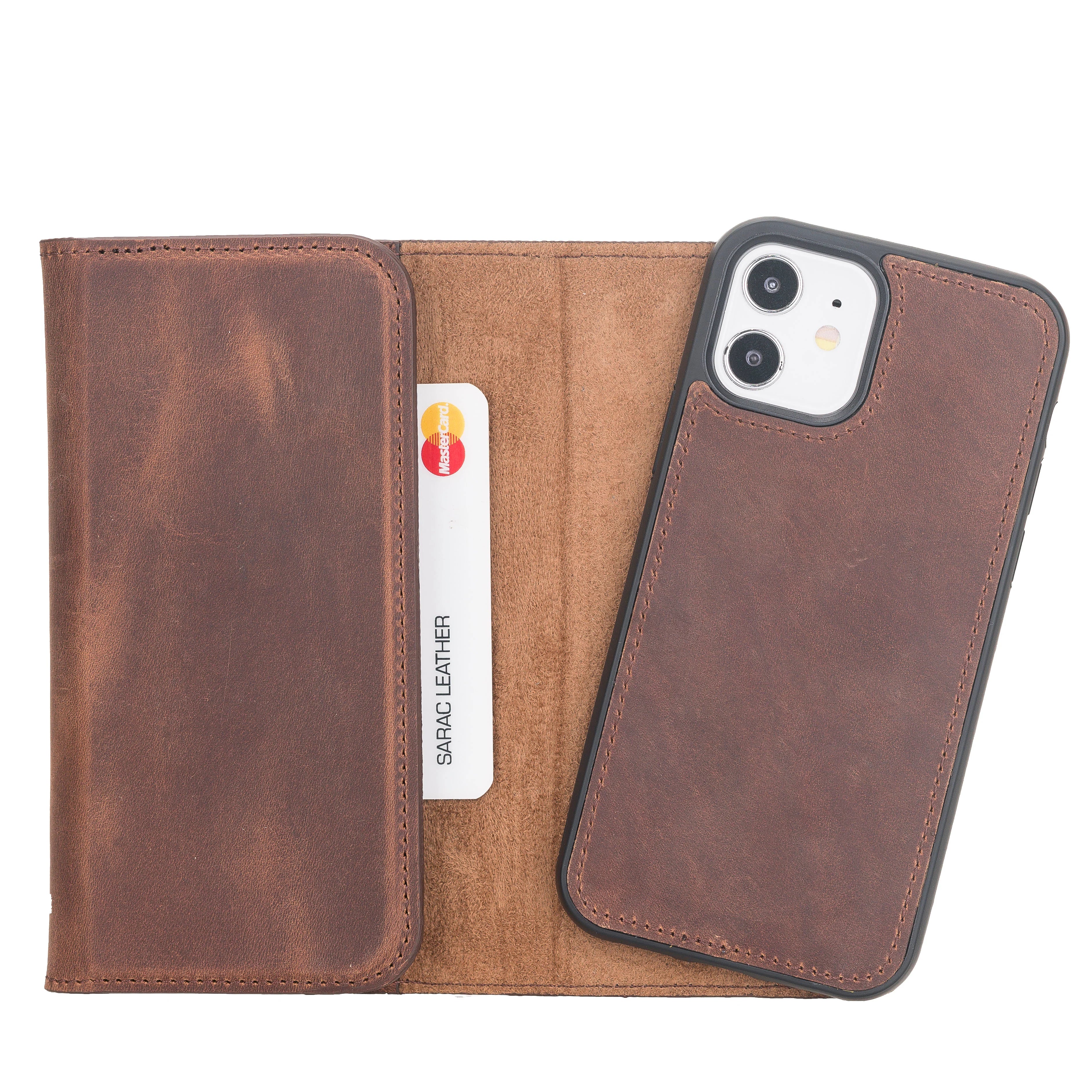 Santa iPhone 12 Mini Genuine Leather Detachable Wallet Case