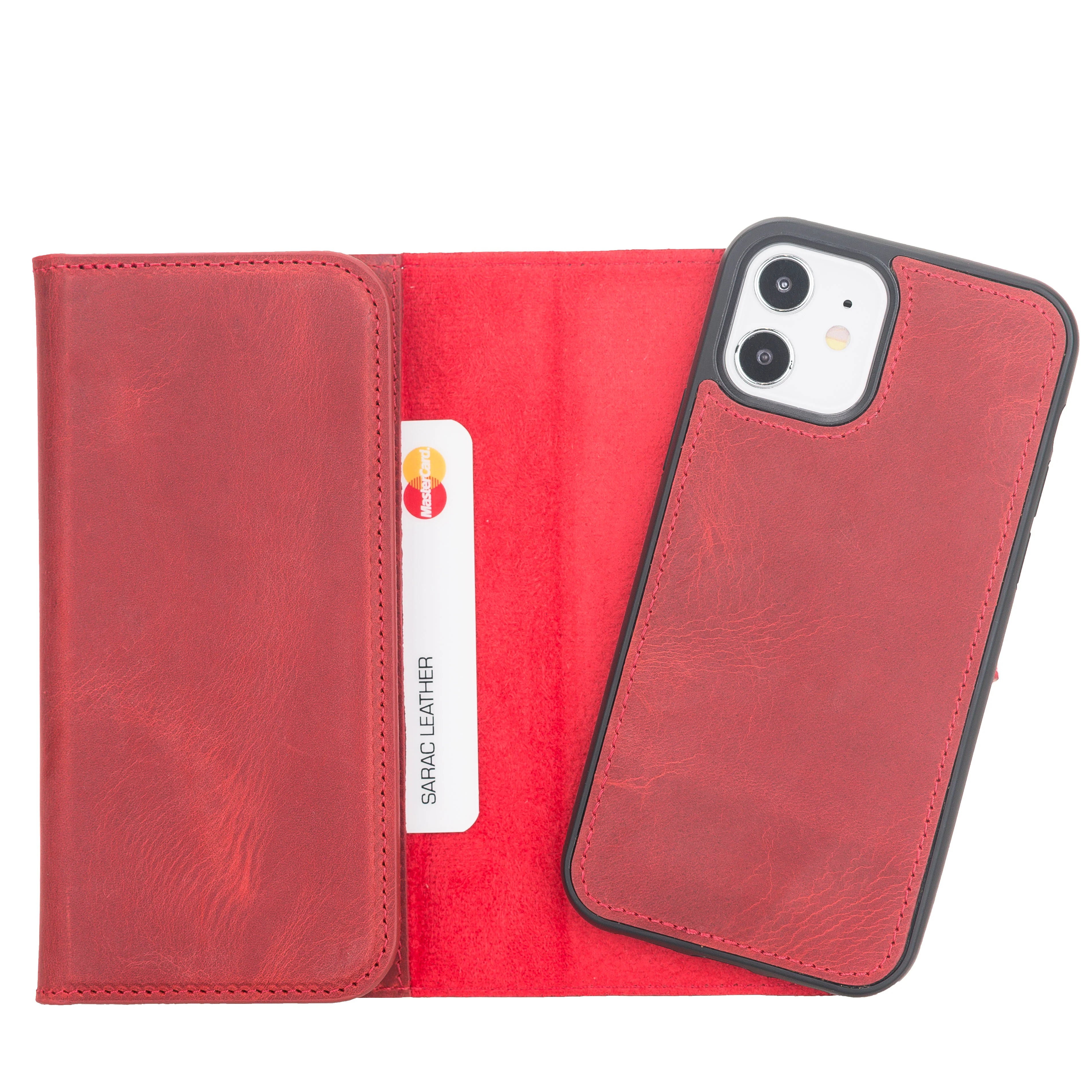 Santa iPhone 12 Mini Genuine Leather Detachable Wallet Case