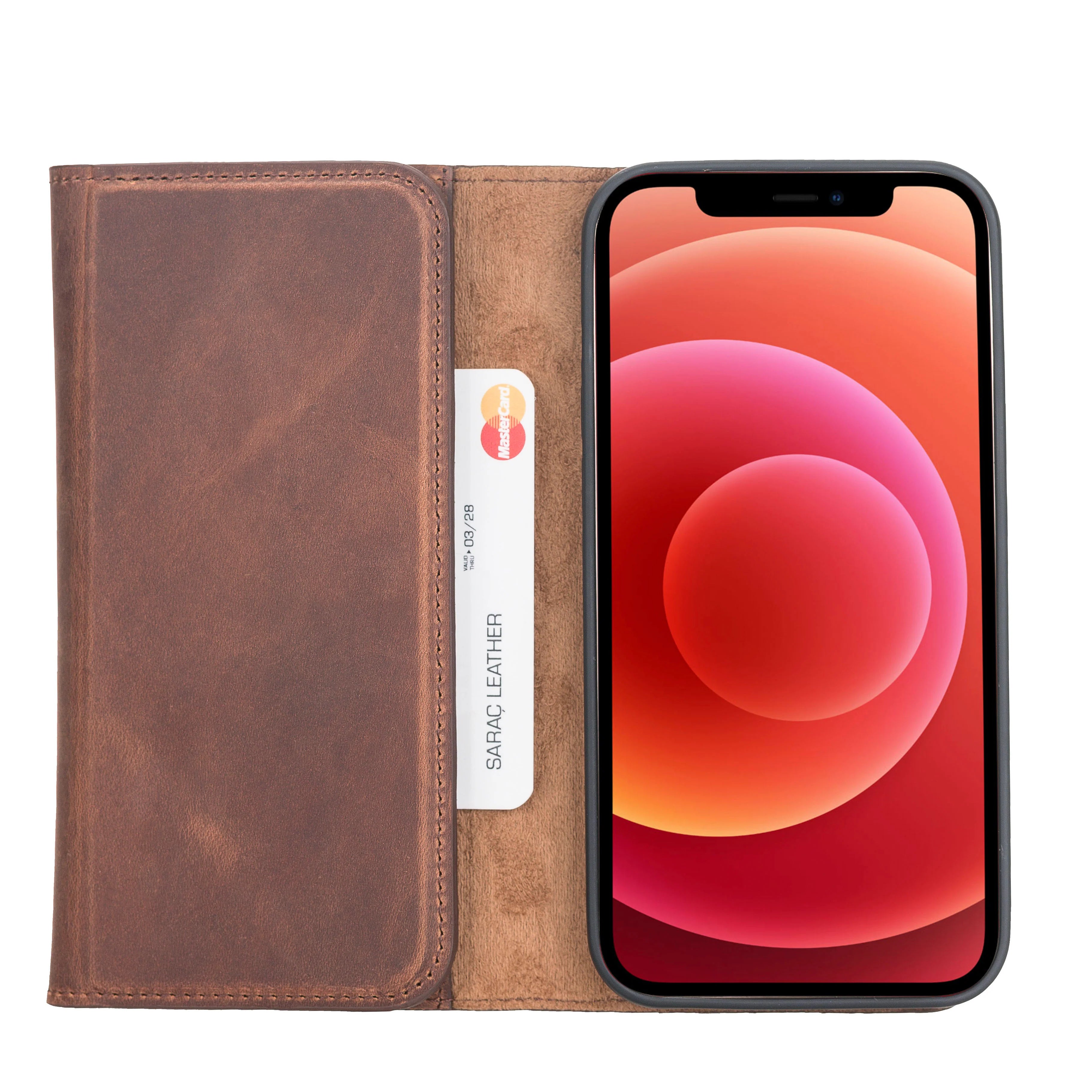 Santa iPhone 12 Mini Genuine Leather Detachable Wallet Case