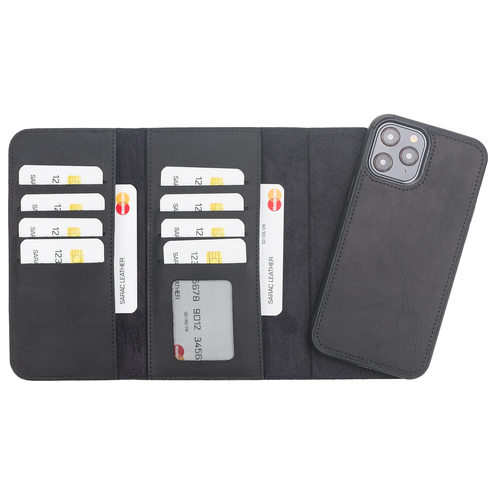 Santa iPhone 12 Pro Genuine Leather Detachable Wallet Case