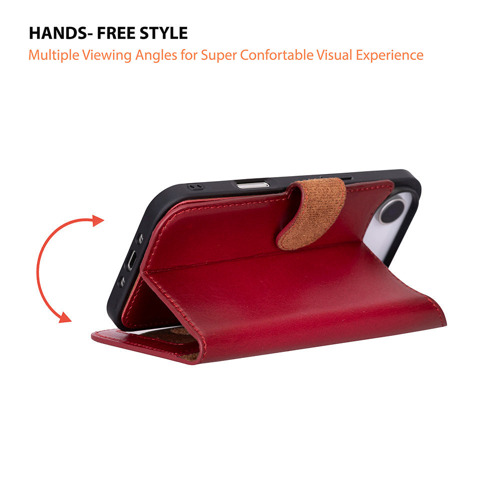 Magic iPhone 17 Air Detachable Genuine Leather Wallet Case