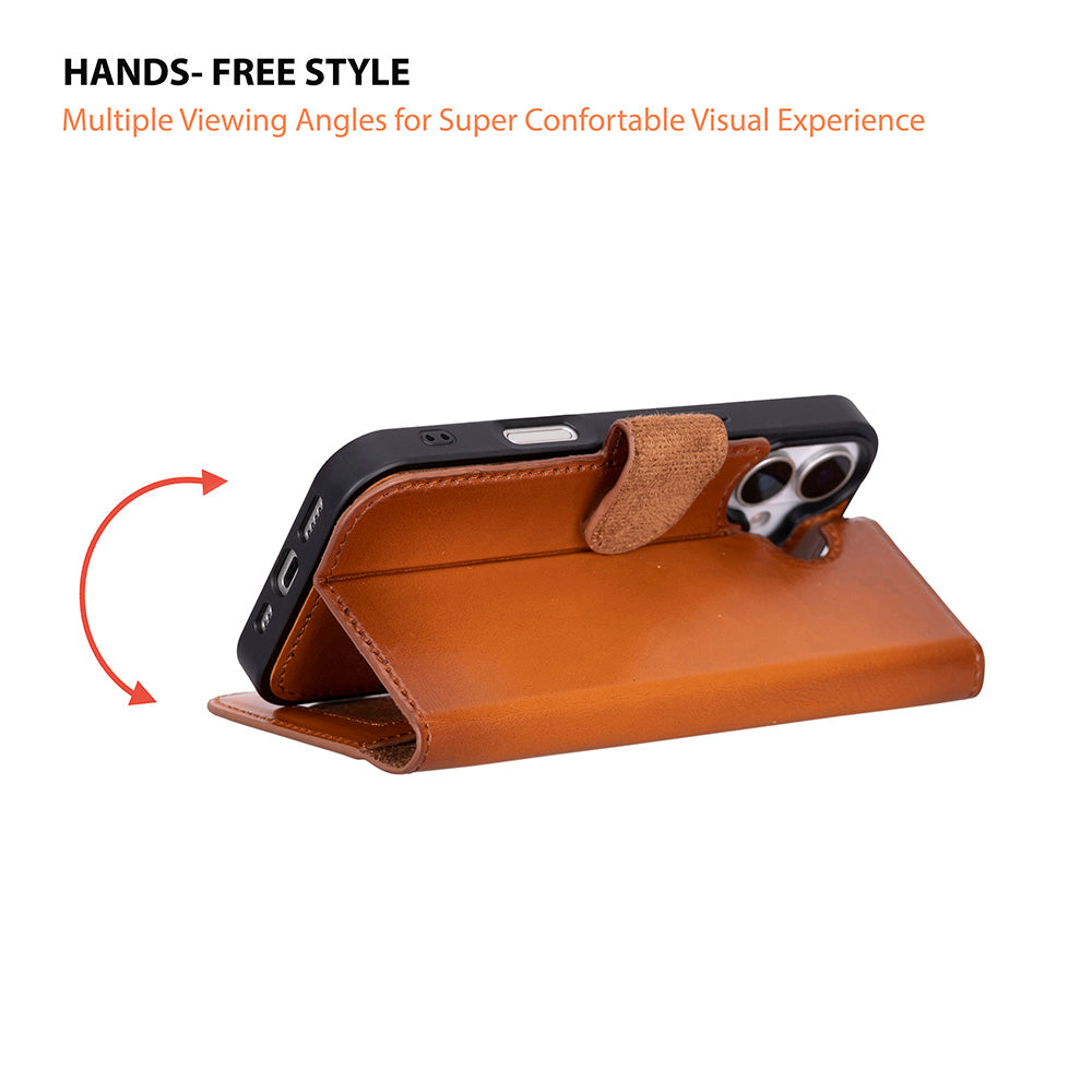 Magic iPhone 17 Detachable Genuine Leather Wallet Case