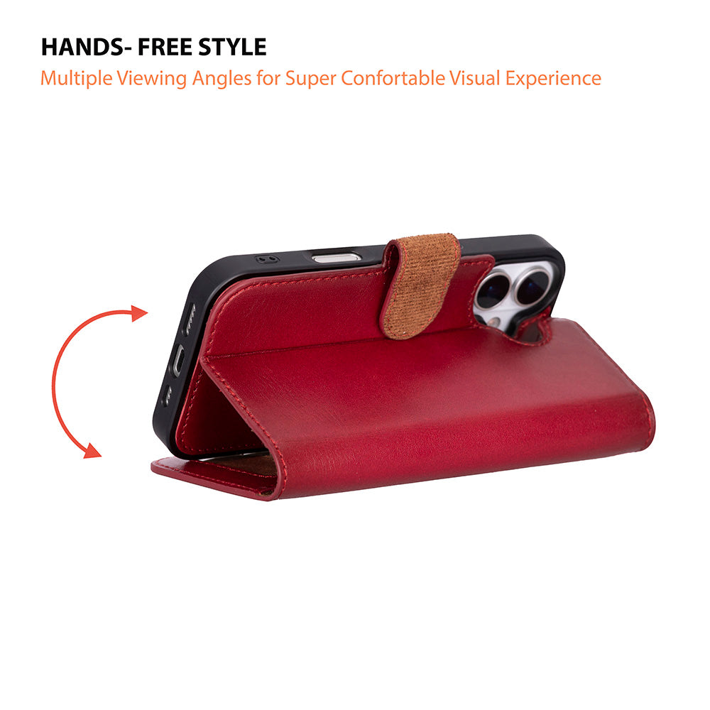 Magic iPhone 17 Detachable Genuine Leather Wallet Case