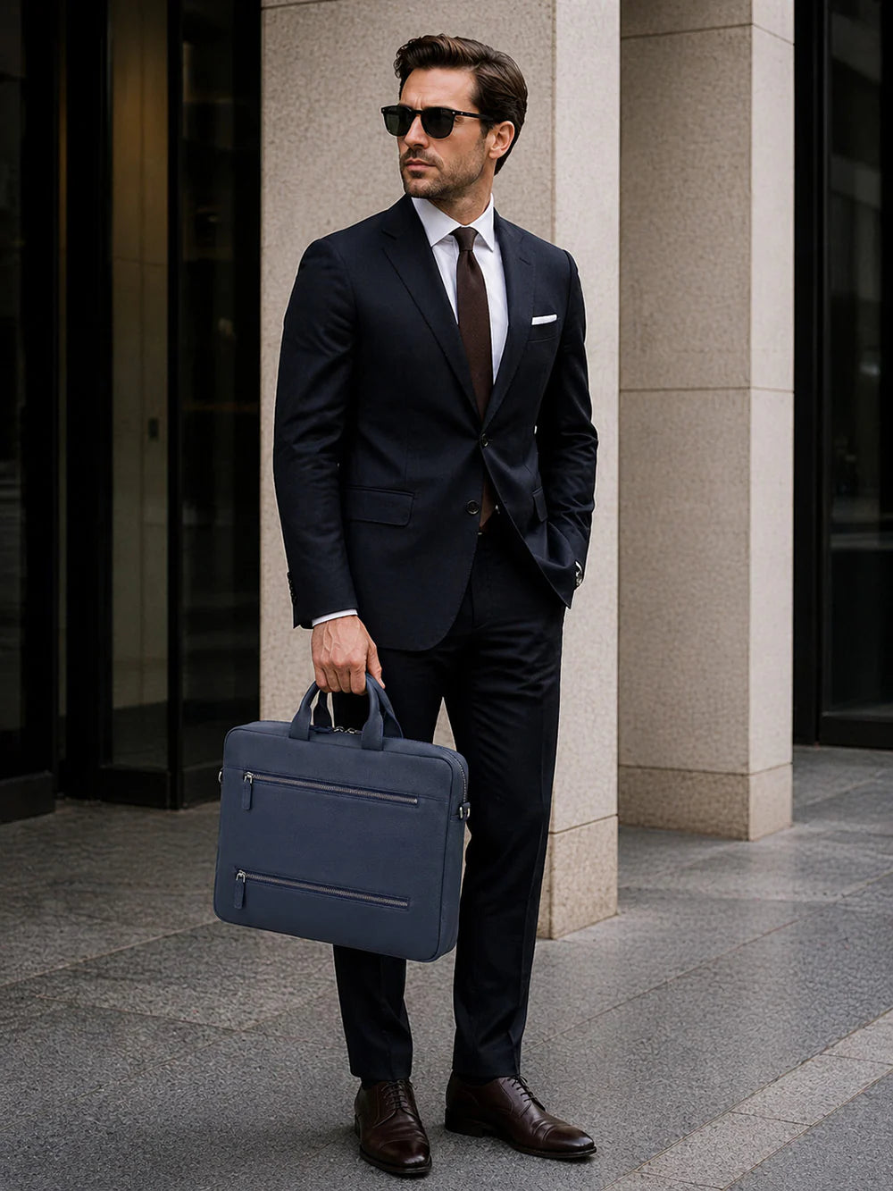 Truro Leather Business Briefcase / Laptop Case 13" with Suitcase