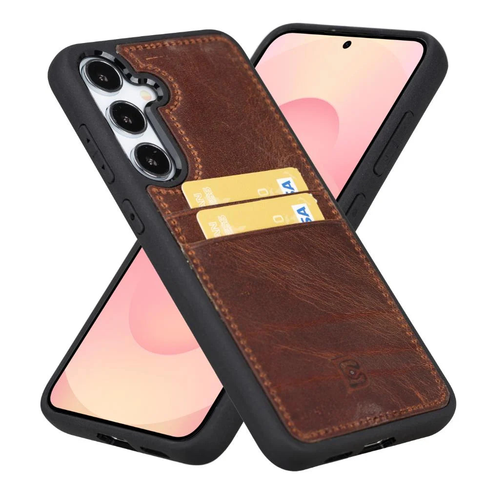 Flex Cover Genuine Leather Samsung Galaxy S25 Case with Card Holder