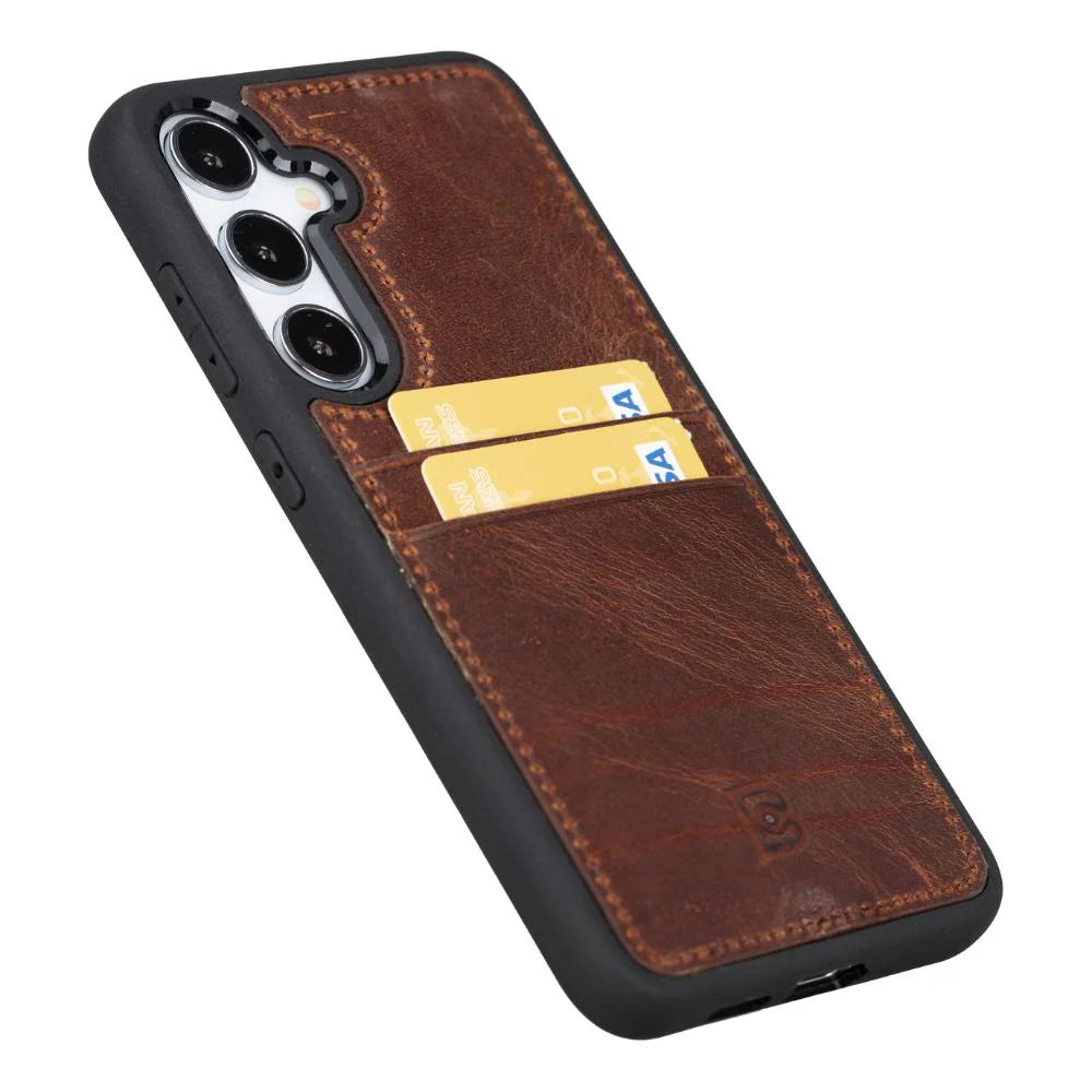 Flex Cover Gerçek Deri Samsung Galaxy S25 Plus Kılıf Kart Tutucu ile